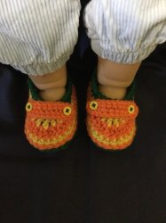 Crocheted Baby Loafers - Green Orange And Yellow