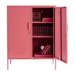 Steel Swing Door Sideboard Midi Storage Cabinet - Raspberry Pink