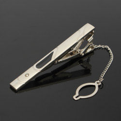 Mens Boys Silver Slide Tie Clip Stainless Steel Plain Clasp Bars Pins Clips Suit Accessories