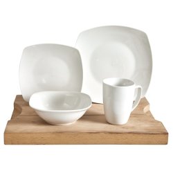 ALWAYS HOME - 16 Piece Square White Porcelain Dinner Set