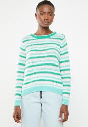 Only Kelly Long Sleeve Stripe Pullover - Green