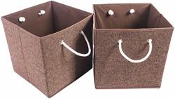 Shinetidy Storage Bins Foldable Cube Organizer Linen Fabric Drawer Set Of 2 Coffee