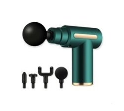 Rechargeable 4 Heads Portable Muscle Massage Gun Percussion Massager - Green