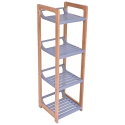 41.3" Practical 4 Tier Multifunction Bamboo Storage Rack Shelving Shelf Organizer Stand Display