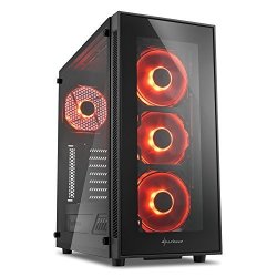 Sharkoon TG5 Window Atx Tower PC Gaming Case Red