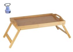 Bamboo Bed Tray With Foldable Legs And Bottle Opener