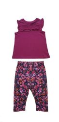 Baby Floral & Ruffle Top Magenta Summer Outfit Set - 2 Piece