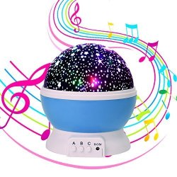 Lullaby Night Light Mingkids Rechargeable Stars Moon Projector Warm Night Lamp Changing Color Light