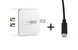 OMNIHIL Replacement 2-PORT USB Charger+ 30FT Micro-usb For Rockdamic Karaoke Microphone