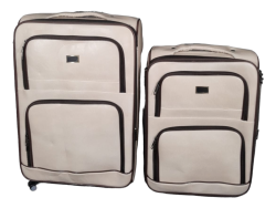 Iywa Professional Luggage Set Of 2 Leather Travel Suitcase Set - White