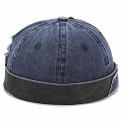 Vintage Hip Hop Men Washed Beanie Hat Cotton Retro Skullies Cap Adjustable Brimless Hat Melon Sailor Cap D