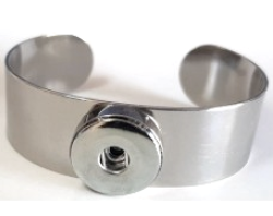 20SB-02 - Stainless Steel Wide Bangle For Large Snap Button Charms