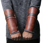 Syktkmx Faux Leather Gauntlet Wristband Bracer Arm Armor Cuff Buckled Punk Gothic Medieval Costume Vambrace 