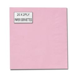 Serviettes - Napkins - Pink - 2 Ply - 33CM - 20 Pack - 20 Pack