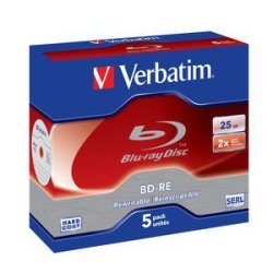 Verbatim 43615 Blu-ray Bd-re 2X Re-writable 25GB V2.0 Single Layer - 5 Pack