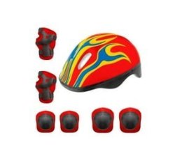 Psm Premium Kids Protective Helmet & Elbow Knee Wrist Pads Set Red - Safety First