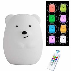 Soft&com Night Light For Children Night Lamp Bear Cute Animal Silicone Baby Night Light With Touch Sensor And Remote Bear