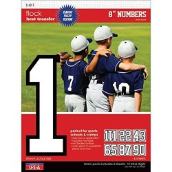Sei 8-INCH Iron-on Team Pack Athletic Number Transfers White 5-SHEET