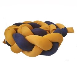 4AKID Braided Cot Bumper Velvet For Babies 2M - Assorted Colours - Mustard & Navy