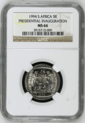 1994 Mandela Presidential Inauguration Ms66 Ngc Graded Very Rare Only Few Graded