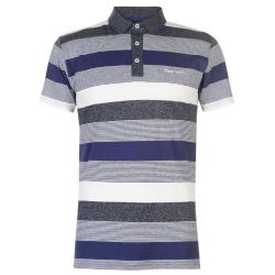 Pierre Cardin Men's Yarn Dye Polo Shirt - Navy Indigo & White Parallel Import