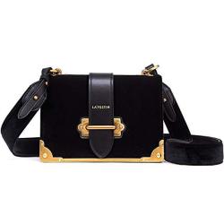 La'festin Velvet Leather Shoulder Bag For Ladies Cross Body Handbag Black