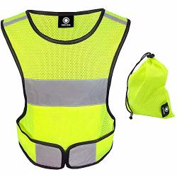 Hivisible Reflective Vest - Reflective Running Gear For Men And Women For Night Running Biking Walking. Reflective Running Vest Safety Straps Reflector Strips Green Vest