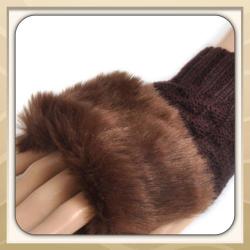 Glamorous And Practical Fashion Fingerless Knitted Gloves With Furry Detail