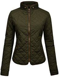 Ne People Womens Lightweight Quilted Zip Jacket NEWJ22-OLIVE Medium