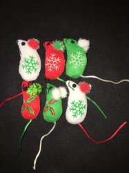 Cat Toy - Festive Mice 6'S