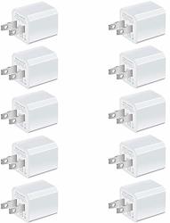 Boost Chargers 5W USB Power Adapter 10-PACK Wall Charger 1A Cube For Plug Outlet Compatible For Iphone 8 X 7 6S