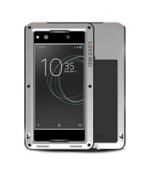 Sony Xperia XA1 Case Mangix Love Mei Water Resistant Shockproof Aluminum Metal Outter Super Anti Shake Silicone Inner Fully Body Protection With Glass Screen