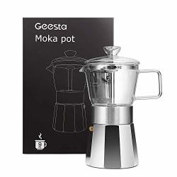 Geesta Premium Crystal Glass-top Stovetop Espresso Moka Pot - 9 Cup - Coffee Maker