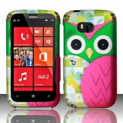 Nokia Lumia 822 Case Balaji Owl Rubberized Hard Snap-in Case Cover For Nokia Lumia 822 Green pink
