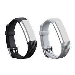 I-smile 2PCS Newest Replacement Wristband With Secure Clasps For Fitbit Alta Only No Tracker Replacement Bands Only Black&grey