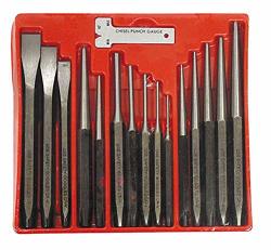Punch & Chisel Driving Pins Tool Chest 16 Pcs Set New W Storage Pouch - Excellent Stability Only 3 Sets Left