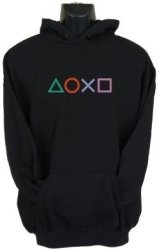 PS4 Buttons Mens Hoodie Black Large