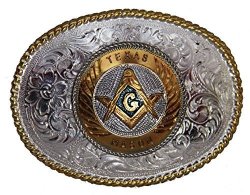 Large Texas Mason Badge Belt Buckle