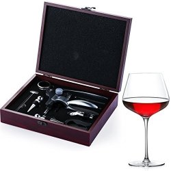 Leopardprintfans 9 Pieces Wine Tool Accessories Setwine Opener Gift Set Corkscrew Kit With Corkscrew Opener Wine Stoppers Corkscrews Thermometer Foil Cutter Pourer Stopper Drip Ring