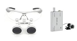 Doc.royal Colorful Surgical Binocular Loupes Optical Glass Loupe 3.5X420MM With LED Head Light Lamp Silver
