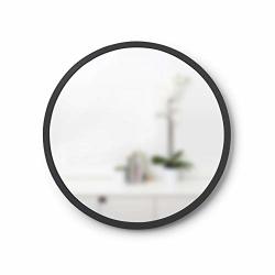 Umbra Black Hub Rubber FRAME-18-INCH Round Mirror For Entryways Bathrooms Living Rooms And More Doubles As Modern Wall Art 18-INCH