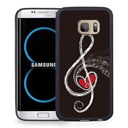 S8 Case Samsung Galaxy S8 Black Cover Tpu Rubber Gel - Red Heart And Music Note