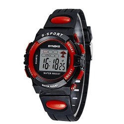 Creazy Synoke Child Boy Girl Waterproof Sport LED Digital Wrist Watch Red
