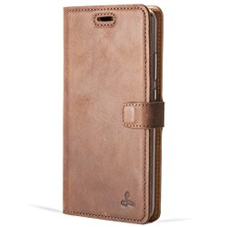 Snakehive Vintage Collection Huawei P10 Plus Wallet Case In Nubuck Leather With Credit Card Note Slot For Huawei P10 Plus Brown