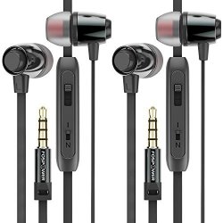 In-ear Headphone Earbuds 2 Pack Fospower Tangle Free Flat Cord Noise Isolating Earphone W MIC & Audio Control For Iphone 6S PLUS 6S IPAD MACBOOK Galaxy S8 NOTE
