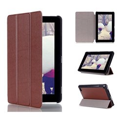 Sunfei Amazon Kindle Fire 7INCH 2015 Case Tri-fold Leather Stand Case Cover For Amazon Kindle Fire 7INCH 2015 Brown