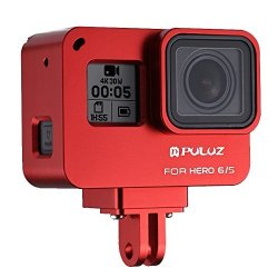 Puluz Housing Border Protective Shell Case Cnc Aluminum Alloy Protective Cage With Insurance Frame For Gopro Hero New 2018 6 5 Action Camera Red
