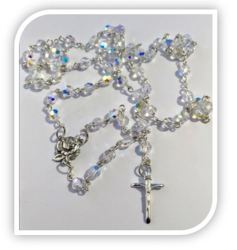 6MM Swarovski Crystal Ab Rosary In Sterling Silver