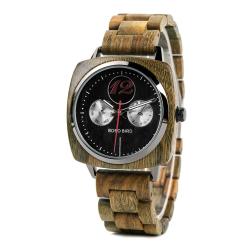 Men's Stylish Square Face Wooden Watch S06-3
