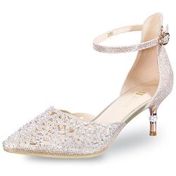 Idifu Women's IN2 Candice Rhinestones Sequins Mid Heels Stiletto Wedding Pump Gold 5 B M Us